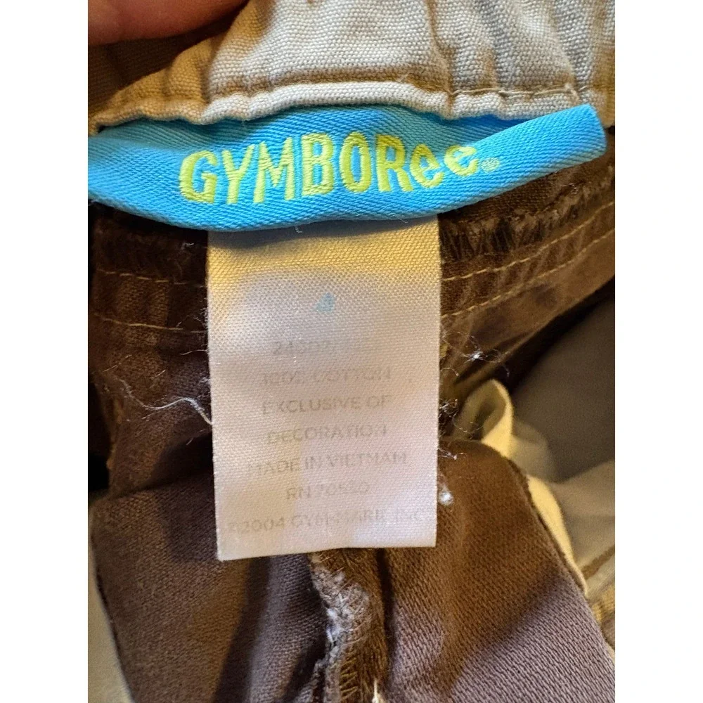 Vintage Gymboree‎ Boys Brown Cargo Shorts Size 4 Cotton Multi Pocket Outdoor